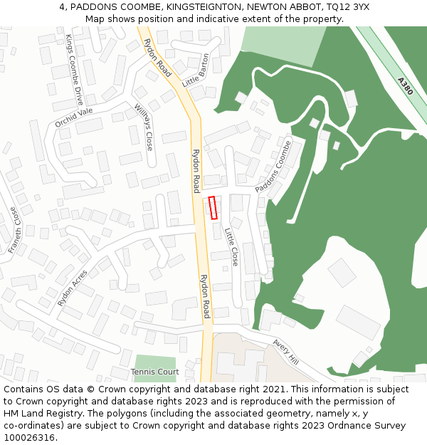 4, PADDONS COOMBE, KINGSTEIGNTON, NEWTON ABBOT, TQ12 3YX: Location map and indicative extent of plot