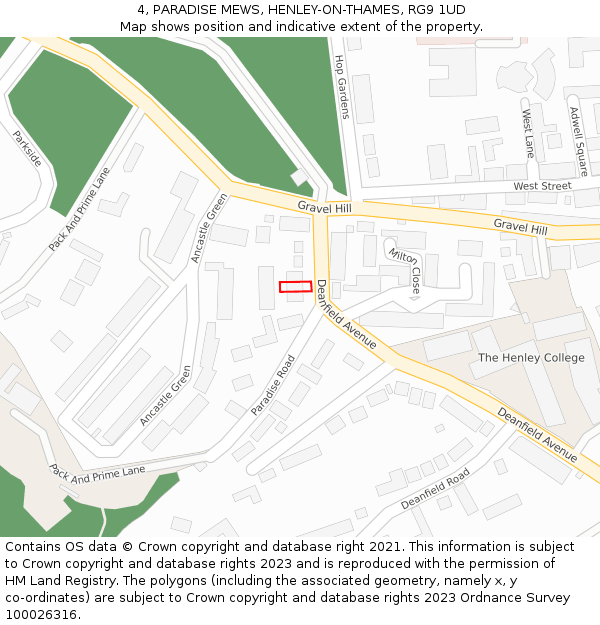 4, PARADISE MEWS, HENLEY-ON-THAMES, RG9 1UD: Location map and indicative extent of plot