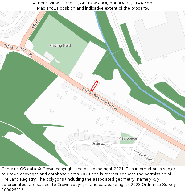 4, PARK VIEW TERRACE, ABERCWMBOI, ABERDARE, CF44 6AA: Location map and indicative extent of plot
