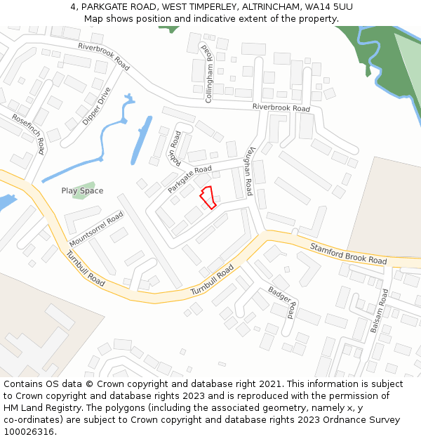 4, PARKGATE ROAD, WEST TIMPERLEY, ALTRINCHAM, WA14 5UU: Location map and indicative extent of plot