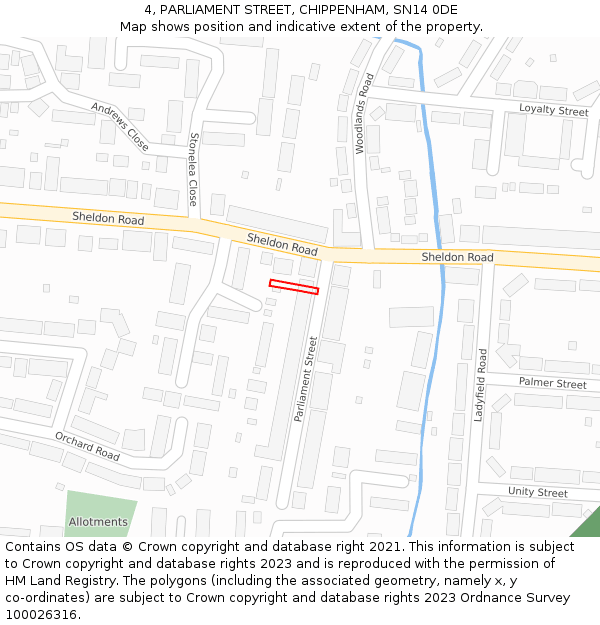 4, PARLIAMENT STREET, CHIPPENHAM, SN14 0DE: Location map and indicative extent of plot