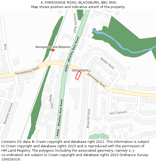 4, PARSONAGE ROAD, BLACKBURN, BB1 9NN: Location map and indicative extent of plot