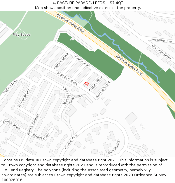 4, PASTURE PARADE, LEEDS, LS7 4QT: Location map and indicative extent of plot