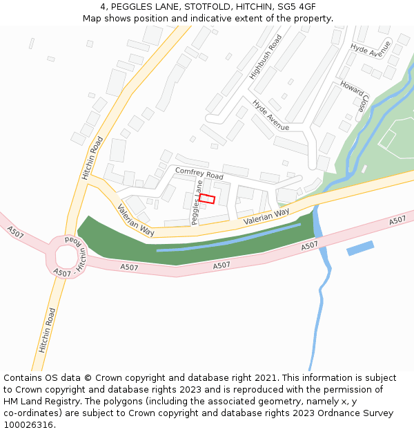 4, PEGGLES LANE, STOTFOLD, HITCHIN, SG5 4GF: Location map and indicative extent of plot