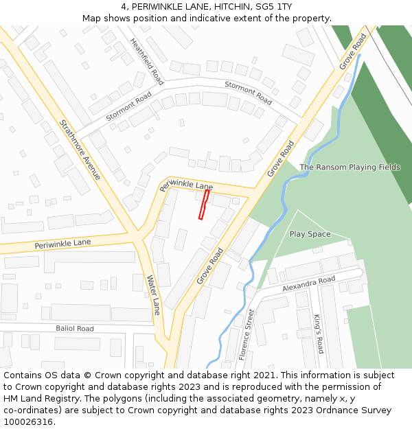 4, PERIWINKLE LANE, HITCHIN, SG5 1TY: Location map and indicative extent of plot