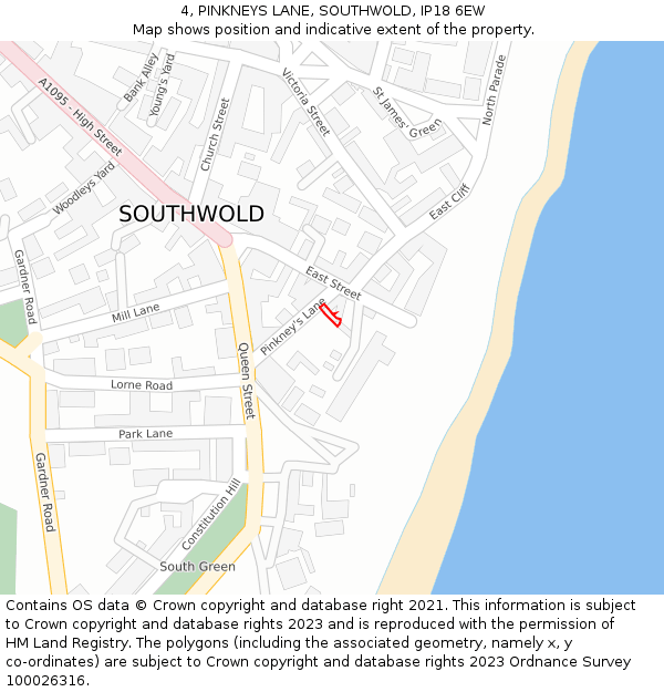 4, PINKNEYS LANE, SOUTHWOLD, IP18 6EW: Location map and indicative extent of plot