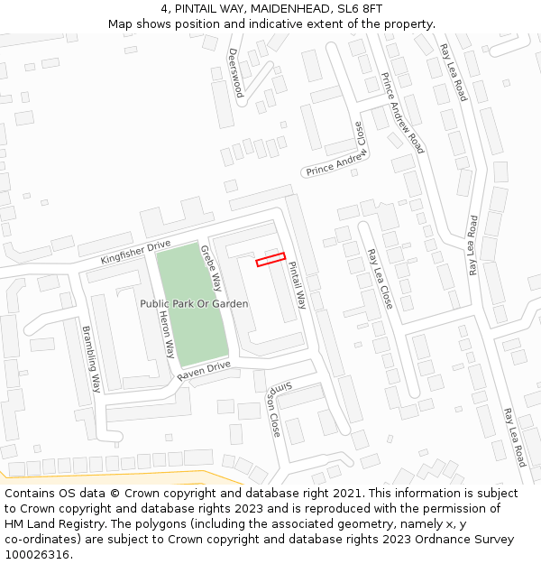 4, PINTAIL WAY, MAIDENHEAD, SL6 8FT: Location map and indicative extent of plot
