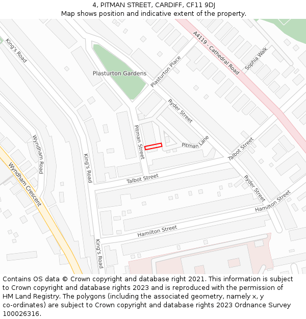 4, PITMAN STREET, CARDIFF, CF11 9DJ: Location map and indicative extent of plot