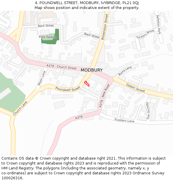 4, POUNDWELL STREET, MODBURY, IVYBRIDGE, PL21 0QJ: Location map and indicative extent of plot