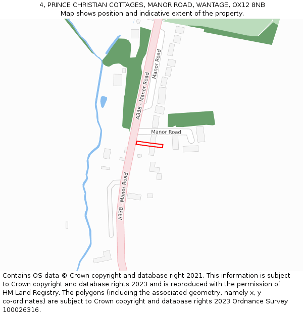 4, PRINCE CHRISTIAN COTTAGES, MANOR ROAD, WANTAGE, OX12 8NB: Location map and indicative extent of plot