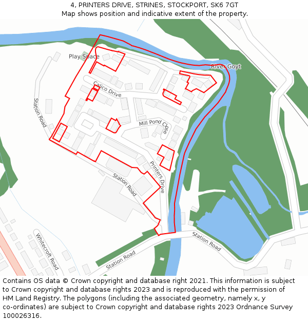 4, PRINTERS DRIVE, STRINES, STOCKPORT, SK6 7GT: Location map and indicative extent of plot
