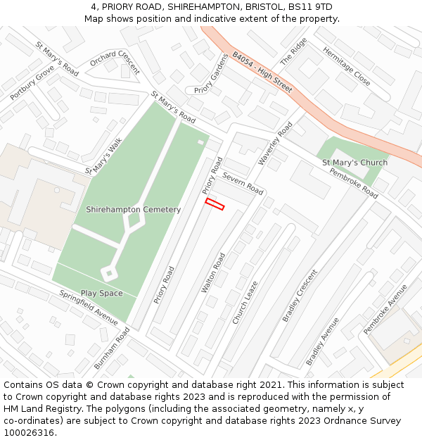 4, PRIORY ROAD, SHIREHAMPTON, BRISTOL, BS11 9TD: Location map and indicative extent of plot