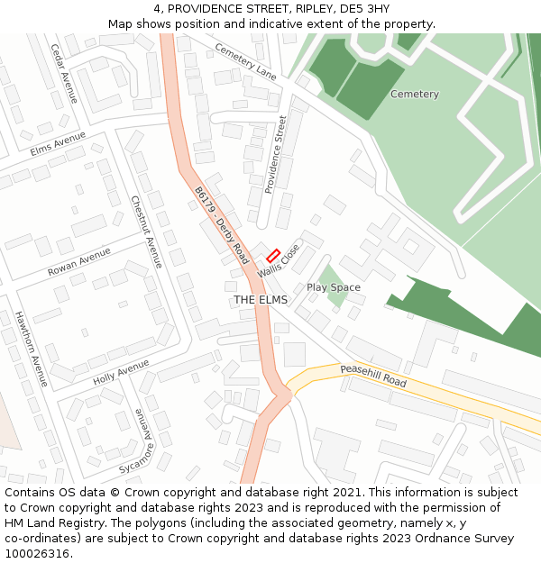 4, PROVIDENCE STREET, RIPLEY, DE5 3HY: Location map and indicative extent of plot