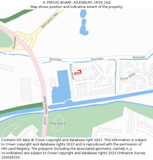 4, PROVIS WHARF, AYLESBURY, HP20 1AQ: Location map and indicative extent of plot