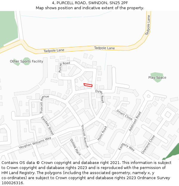 4, PURCELL ROAD, SWINDON, SN25 2PF: Location map and indicative extent of plot