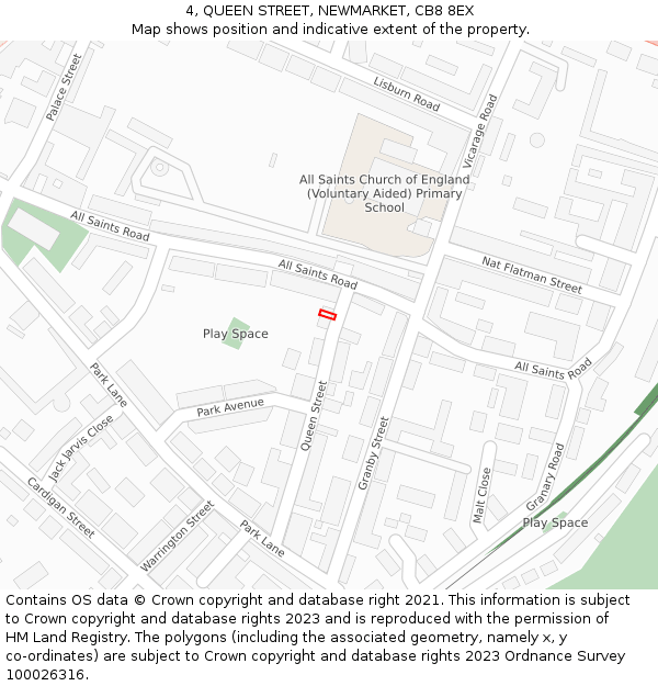 4, QUEEN STREET, NEWMARKET, CB8 8EX: Location map and indicative extent of plot