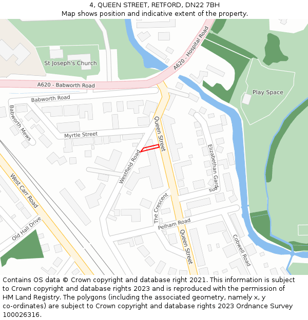 4, QUEEN STREET, RETFORD, DN22 7BH: Location map and indicative extent of plot
