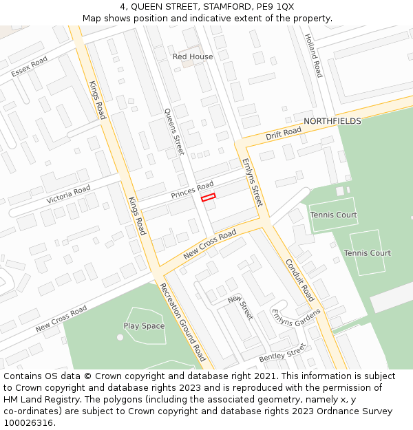4, QUEEN STREET, STAMFORD, PE9 1QX: Location map and indicative extent of plot