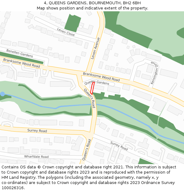 4, QUEENS GARDENS, BOURNEMOUTH, BH2 6BH: Location map and indicative extent of plot