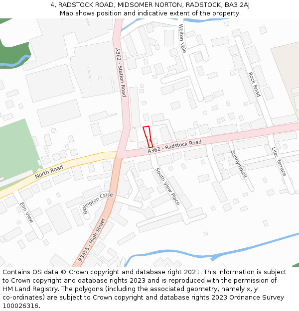 4, RADSTOCK ROAD, MIDSOMER NORTON, RADSTOCK, BA3 2AJ: Location map and indicative extent of plot
