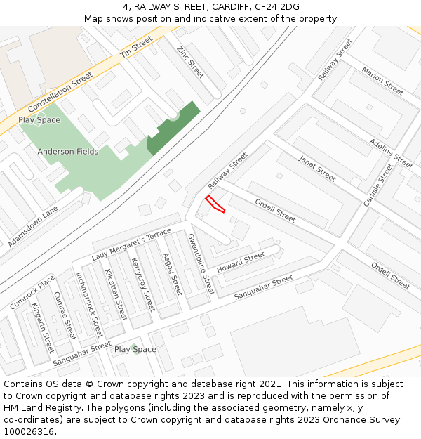 4, RAILWAY STREET, CARDIFF, CF24 2DG: Location map and indicative extent of plot