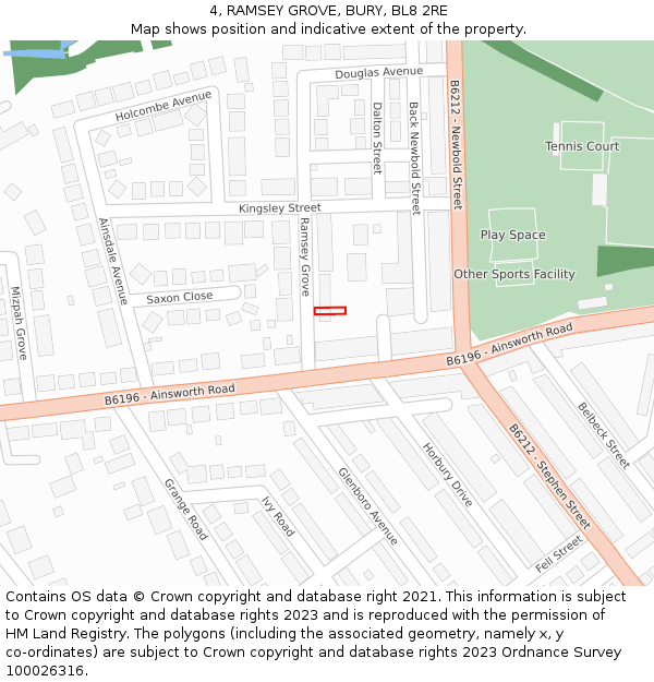 4, RAMSEY GROVE, BURY, BL8 2RE: Location map and indicative extent of plot