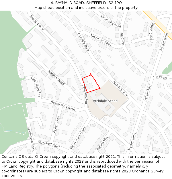 4, RAYNALD ROAD, SHEFFIELD, S2 1PQ: Location map and indicative extent of plot