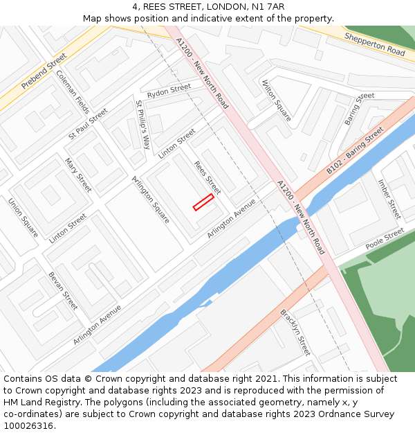 4, REES STREET, LONDON, N1 7AR: Location map and indicative extent of plot