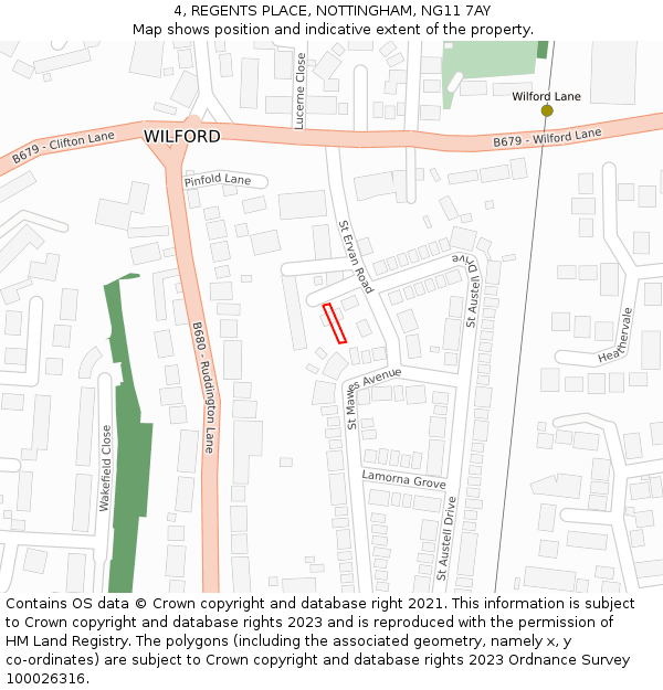 4, REGENTS PLACE, NOTTINGHAM, NG11 7AY: Location map and indicative extent of plot