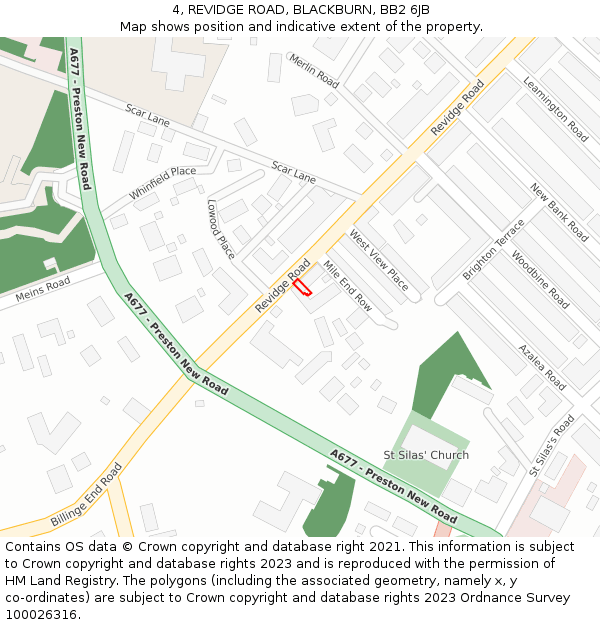 4, REVIDGE ROAD, BLACKBURN, BB2 6JB: Location map and indicative extent of plot
