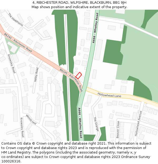 4, RIBCHESTER ROAD, WILPSHIRE, BLACKBURN, BB1 9JH: Location map and indicative extent of plot