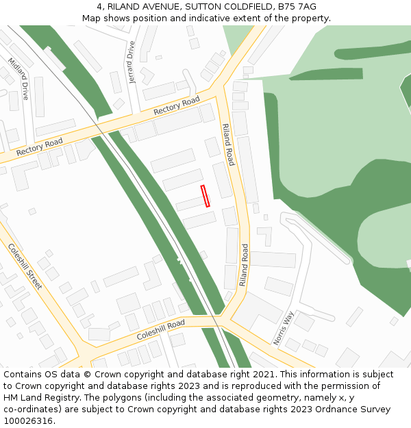 4, RILAND AVENUE, SUTTON COLDFIELD, B75 7AG: Location map and indicative extent of plot