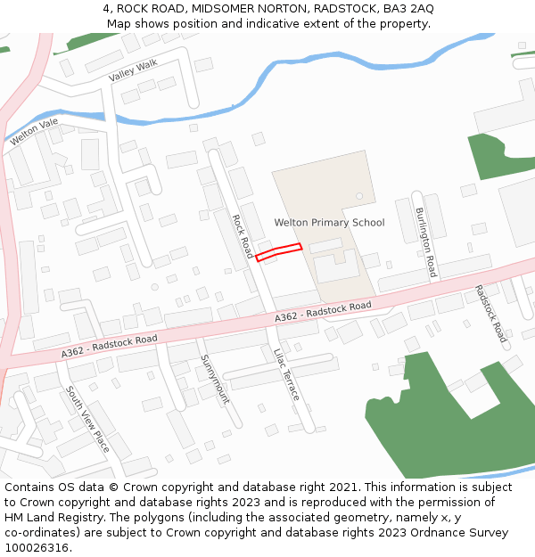 4, ROCK ROAD, MIDSOMER NORTON, RADSTOCK, BA3 2AQ: Location map and indicative extent of plot
