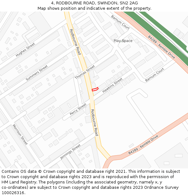 4, RODBOURNE ROAD, SWINDON, SN2 2AG: Location map and indicative extent of plot