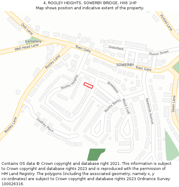4, ROOLEY HEIGHTS, SOWERBY BRIDGE, HX6 1HP: Location map and indicative extent of plot