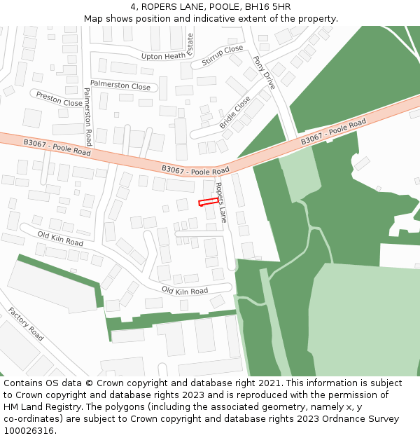 4, ROPERS LANE, POOLE, BH16 5HR: Location map and indicative extent of plot