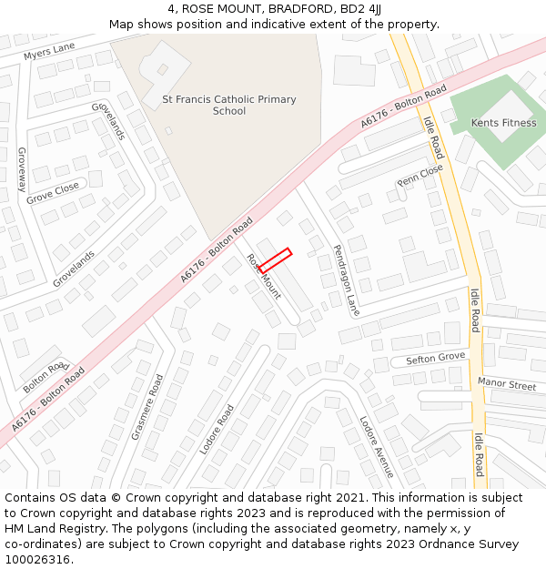 4, ROSE MOUNT, BRADFORD, BD2 4JJ: Location map and indicative extent of plot