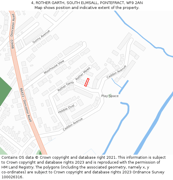 4, ROTHER GARTH, SOUTH ELMSALL, PONTEFRACT, WF9 2AN: Location map and indicative extent of plot