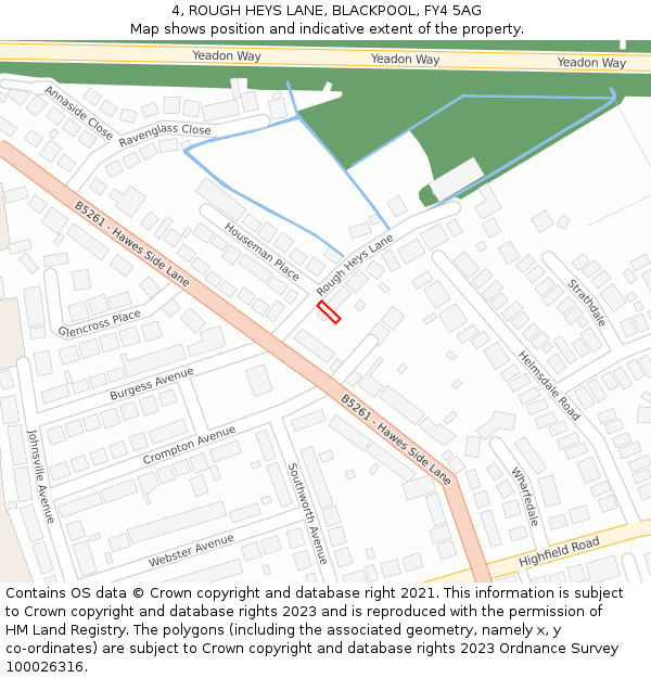 4, ROUGH HEYS LANE, BLACKPOOL, FY4 5AG: Location map and indicative extent of plot
