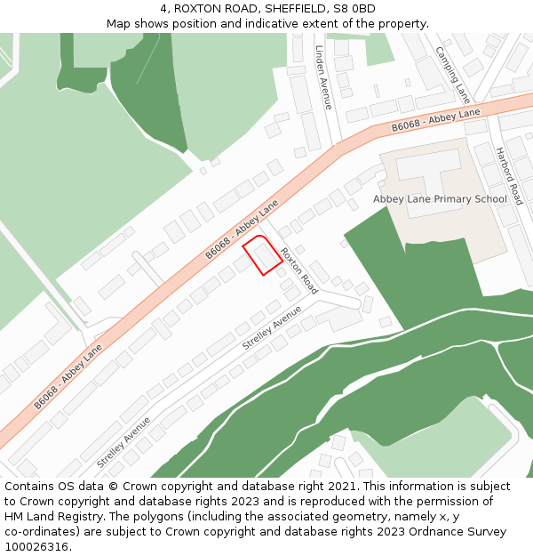 4, ROXTON ROAD, SHEFFIELD, S8 0BD: Location map and indicative extent of plot