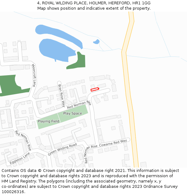 4, ROYAL WILDING PLACE, HOLMER, HEREFORD, HR1 1GG: Location map and indicative extent of plot