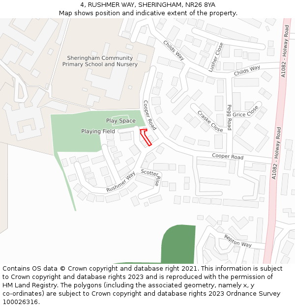 4, RUSHMER WAY, SHERINGHAM, NR26 8YA: Location map and indicative extent of plot