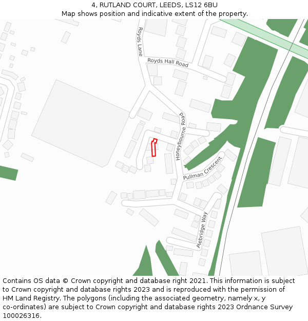 4, RUTLAND COURT, LEEDS, LS12 6BU: Location map and indicative extent of plot