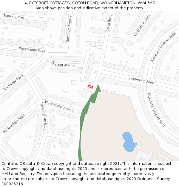 4, RYECROFT COTTAGES, COTON ROAD, WOLVERHAMPTON, WV4 5AS: Location map and indicative extent of plot