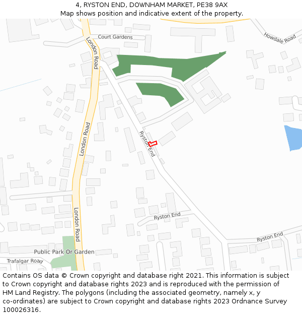 4, RYSTON END, DOWNHAM MARKET, PE38 9AX: Location map and indicative extent of plot