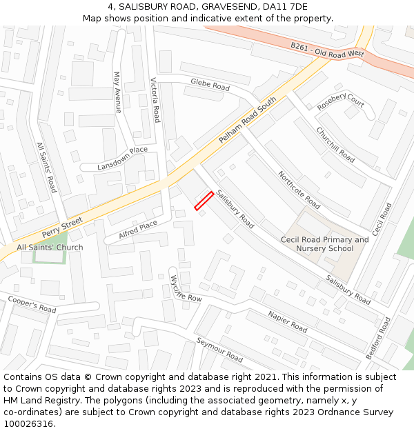 4, SALISBURY ROAD, GRAVESEND, DA11 7DE: Location map and indicative extent of plot