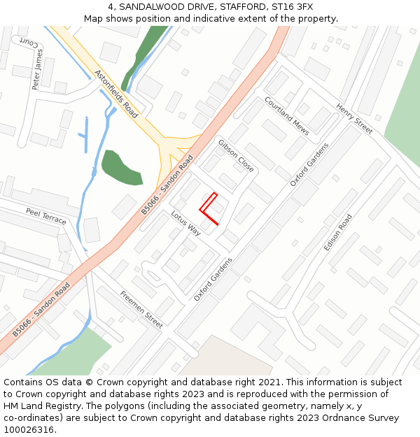 4, SANDALWOOD DRIVE, STAFFORD, ST16 3FX: Location map and indicative extent of plot