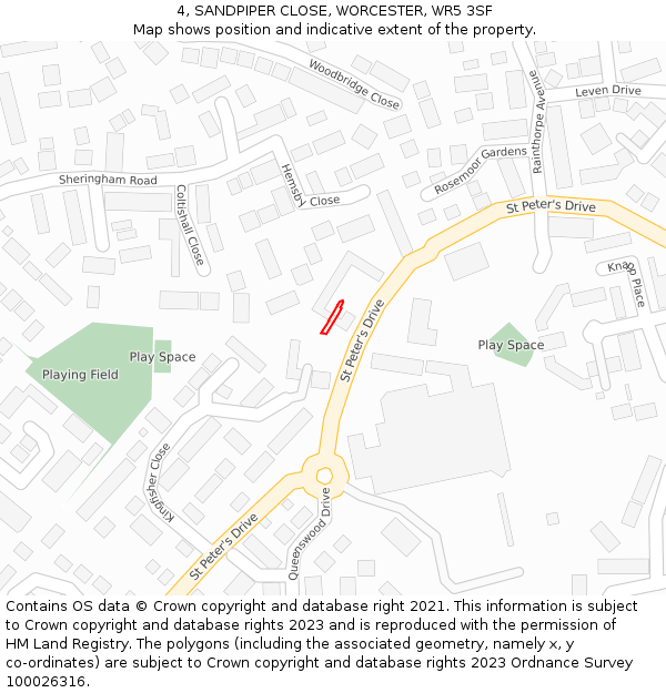 4, SANDPIPER CLOSE, WORCESTER, WR5 3SF: Location map and indicative extent of plot