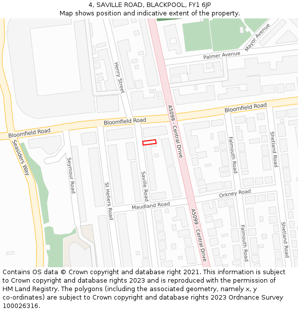 4, SAVILLE ROAD, BLACKPOOL, FY1 6JP: Location map and indicative extent of plot