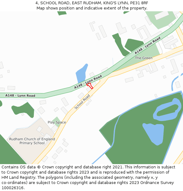 4, SCHOOL ROAD, EAST RUDHAM, KING'S LYNN, PE31 8RF: Location map and indicative extent of plot
